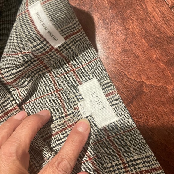 LOFT Red and Black Plaid Trousers - Picture 2 of 3